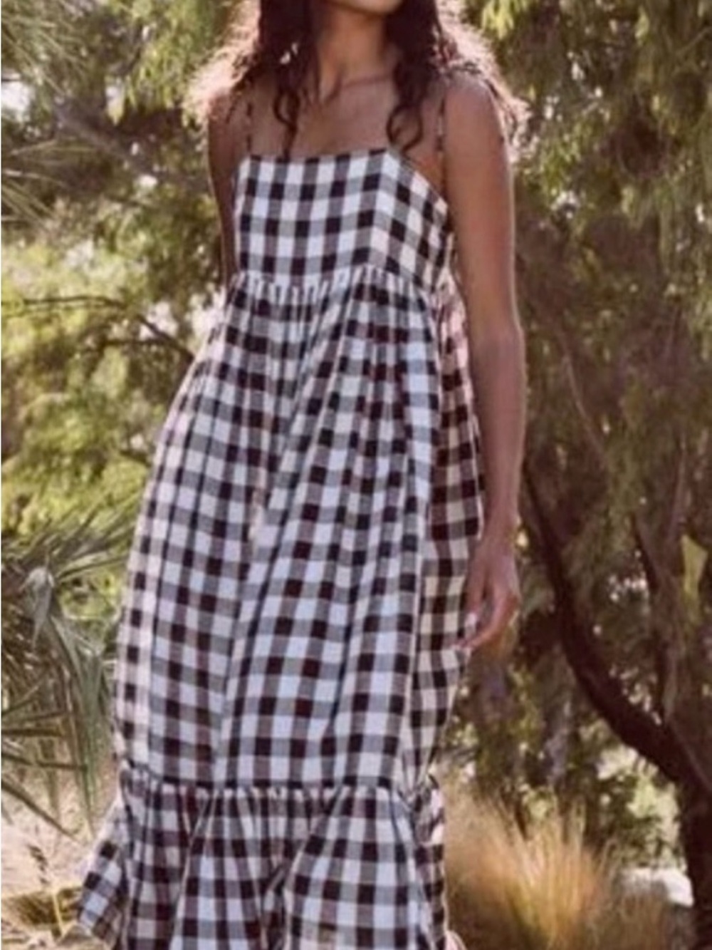 THE GREAT. Black & White Gingham Tiered Sundress for Girls